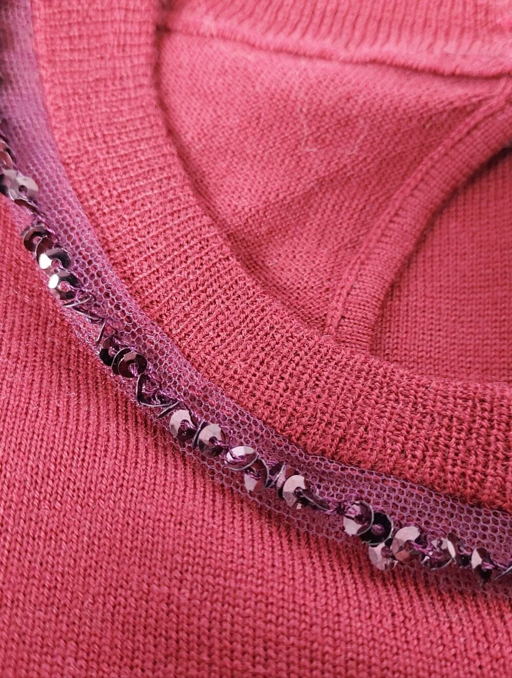 New J. Crew Merino Wool Carolyn Embellished Crewneck Sweater Red Large